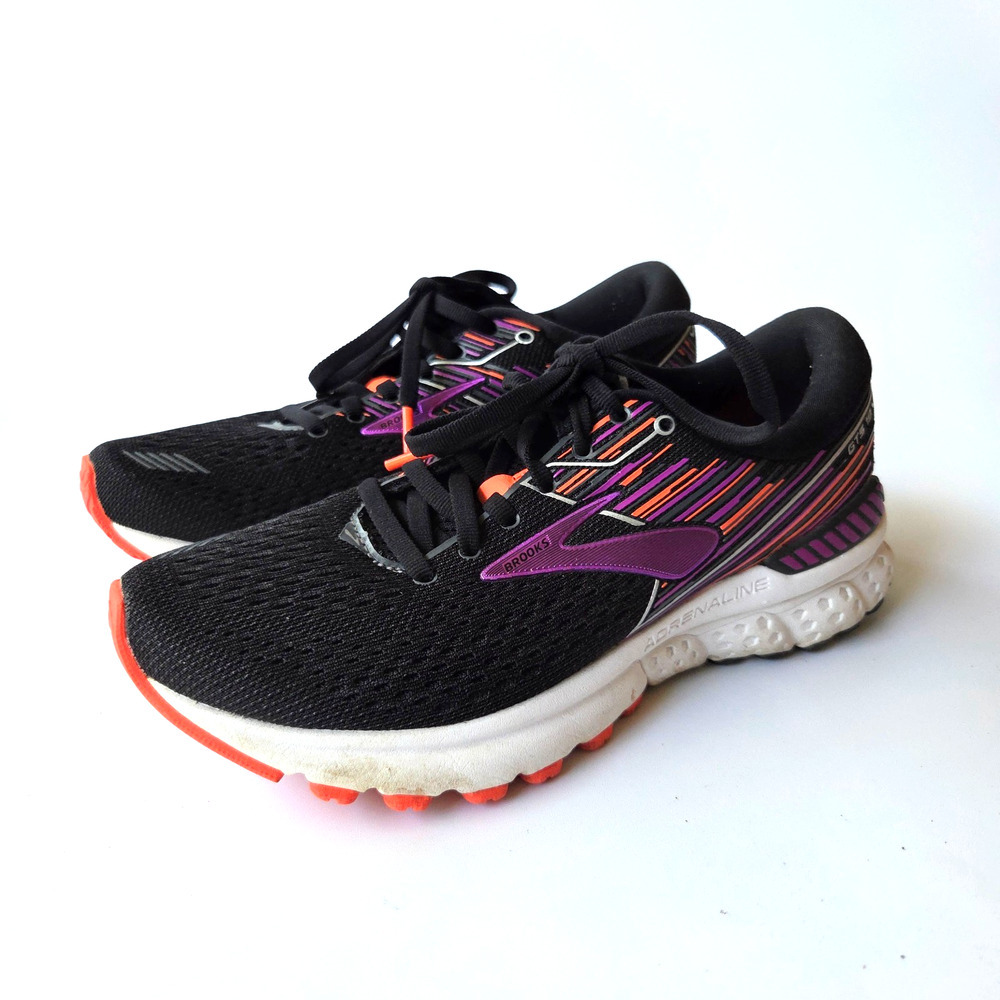 Brooks Adrenaline GTS 19 Women's Running Shoes Size 6 Black Purple LOW MILES
